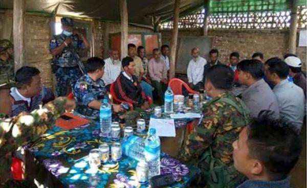 The investigation team led by the Buthidaung Township general administrator visits Gutar Pyin village in February. (Photo - Information Committee)