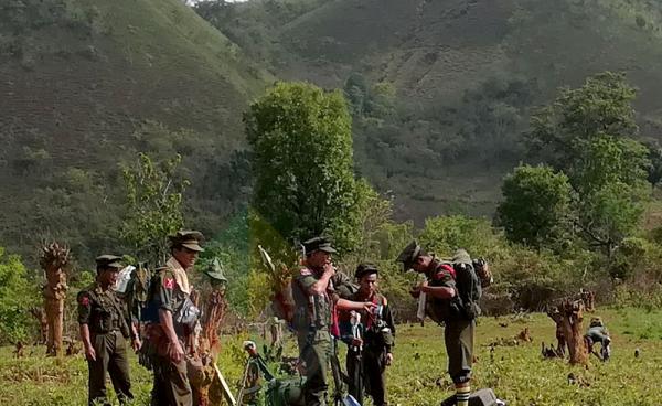 KIA battalion 36 fighters who are resisting enemy Burmese troops in their territories in Muse township, northern Shan State, Burma.