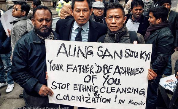 Kachin and Rohingya minorities in Burma jointly demonstrated against Burmese leaders on May 8, 2017.