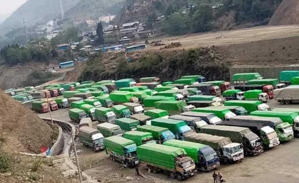 Kambaiti truck station on China-Burma border in Kachin State.
