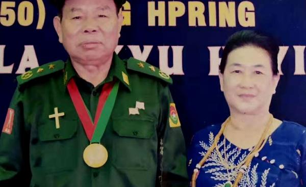 KIO leader Gen Nban La and wife at the family prayer in Laiza on August 4, 2019