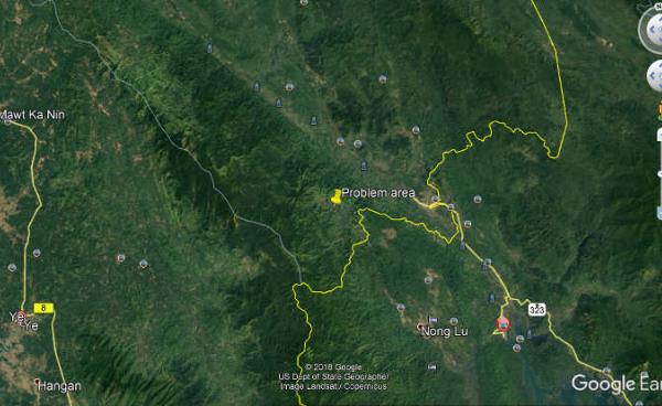 ပဋိပက္ခဖြစ်ပွားခဲ့သည့် ဗလဲ့ဒွန်ဖိုက်နှင့် ထီးဝါးဒို့ရွာအစပ် လမ်း ၃ ခွနေရာ (MNA)