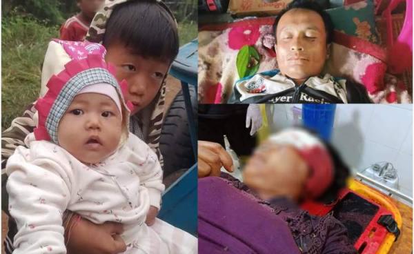 လက်နက်ကြီးကျည်ကျရောက်မှုကြောင့် စစ်ဘေးရှောင် ကလေးငယ်နှစ်ဦး ဒဏ်ရာရရှိခဲ့ပြီး မိဘနှစ်ဦး အသက်သေဆုံးခဲ့။ (ဓာတ်ပုံ - ကရင်နီပြည် စစ်ဘေးရှောင်ကူညီစောင့်ရှောက်ရေးကွန်ရက်)