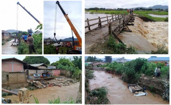 လားရှိုးမြို့တွင် မိုးသည်းရေကြီးမှုကြောင့် နမ့်လောင်းချောင်းထဲ ကားတစီးမျောပါသွား ၊ ကားဆရာပျောက်ဆုံးနေ Photo by Sai Tai Loi