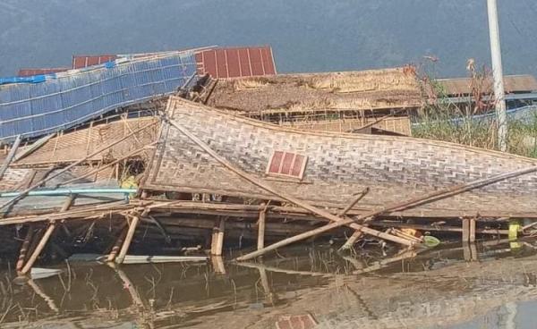 အင်းလေးဒေသအတွင်း လေပြင်းတိုက် နေအိမ်ပျက်စီးပုံများ