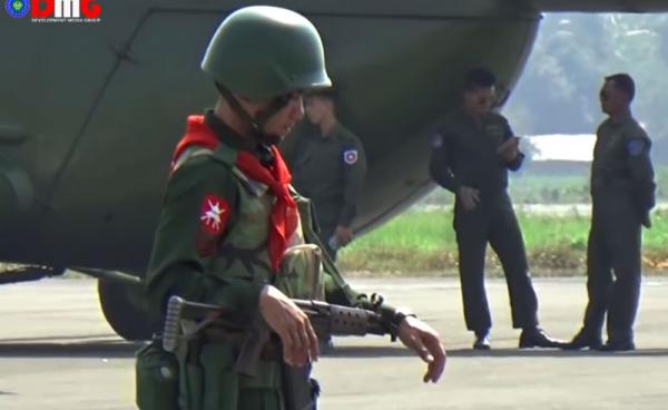 A soldier from the Tatmadaw who has been served for security of the vice president during his trip in Arakan State.