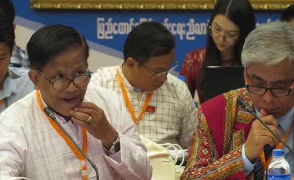 Nai Hong Sar and Dr Salai Lian Hmung seen at the UPDJC meeting (Photo/Facebook)