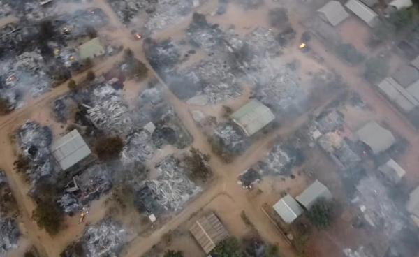 မြောက်ယမားပြည်သူ့ကာကွယ်ရေးတပ်ဖွဲ့ (ယင်းမာပင်မြို့နယ် သပြေအေးကျေးရွာ ရွာလုံးကျွတ် မီးရှို့ ခံခဲ့ရသည့်မြင်ကွင်း-ပုံဟောင်း)