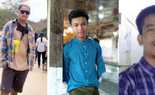 နတ်ဆိပ်ရွာမှ မောင်မျိုးလင်း၊ မောင်ရဲလင်းထွန်းနှင့် မောင်အောင်ကျော်ဌေးတို့အား တွေ့ရစဥ်။