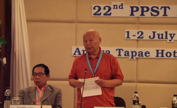 PPST အစည်းအဝေး၌ ဗိုလ်ချုပ်ကြီး စောမူတူးစေးဖိုး မိန့်ခွန်းပြောကြားစဉ်(photo-NCA-S EAOs)