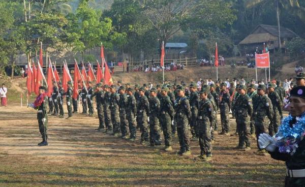 NMSP parade at the 72nd Mon National Day celebration in NMSP-controlled area (Photo:MNA)