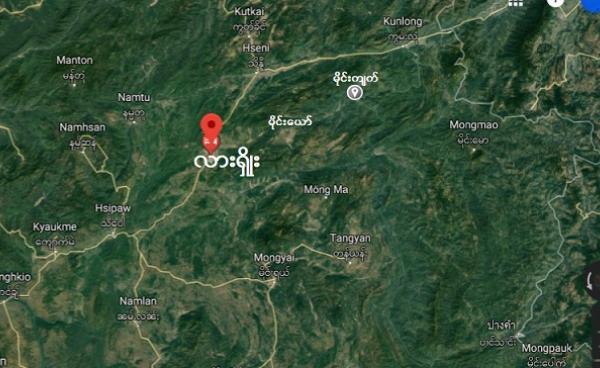 မိုင်းကျက်အုပ်စုနေရာပြမြေပုံအား Google Earth မှတွေ့ရပုံ