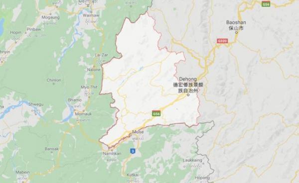 Mangshi, Dehong, Yunnan, China. Map: Google