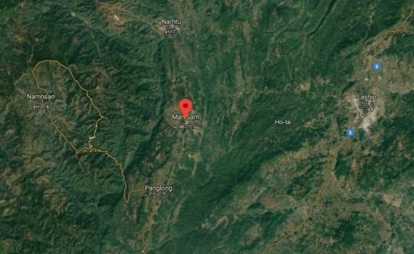 Photo by Google Map- တိုက်ပွဲဖြစ်ပွါးသည့် နမ္မတူမြို့နယ် မန်စံအုပ်စုနေရာပြမြေပုံ