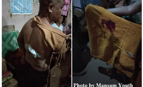 Photo by Mansam Youth-ဗုံးစထိမှန်သည့် သံဃာတော် နားတုံကျောင်းတိုက်ဆရာတော်ဦးမူးလိန္တ