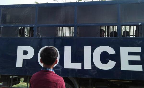 Detained people accused of having contact with the AA are seen at Kyauktaw township court/ Photo_U Tun Hla