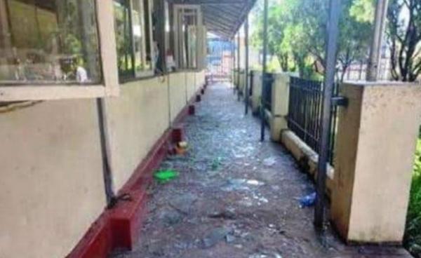 A handout photo made available by the Myanmar Military Information Team shows the scene of an explosion at the Insein Prison in Yangon, Myanmar, 19 October 2022. Photo: EPA