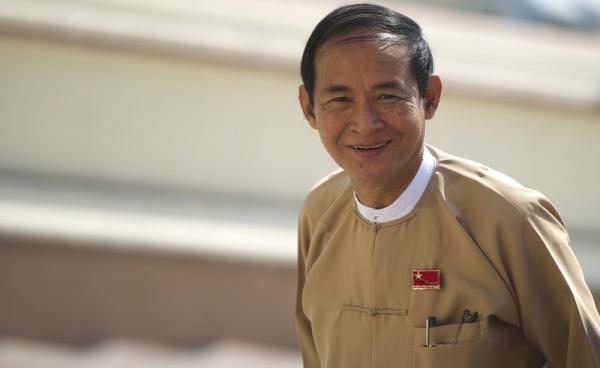   In this file photo taken on January 29, 2016, Win Myint, speaker of the lower house, attends the last day of parliament's regular session in Naypyidaw. Photo: Ye Aung Thu/AFP