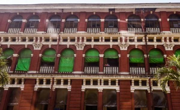 The facade of the Yangon General Hospital in Yangon is pictured on March 24, 2020. Photo: Ye Aung Thu/AFP