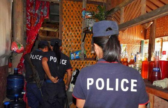 APM / DLEPS personnel conducting inspections on illegal alcohol and beer in Arakan State.