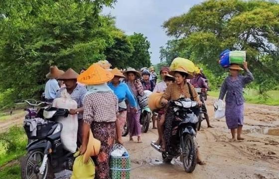 Displaced women from war-torn Khin Oo Township, Sagaing Region, seen in August 2023. 