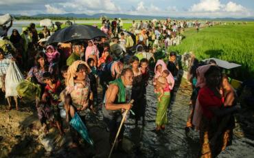 Hundreds of Rohingya refugees enter Bangladesh from Budichong, Myanmar through the Palongkhali border in Cox's Bazar, Bangladesh, 09 October 2017, after crossing the Naf river. Photo: Abir Abdullah/EPA