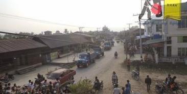 Mining Company Trucks Being Blocked by Villagers in Namhkam Township on 26 February